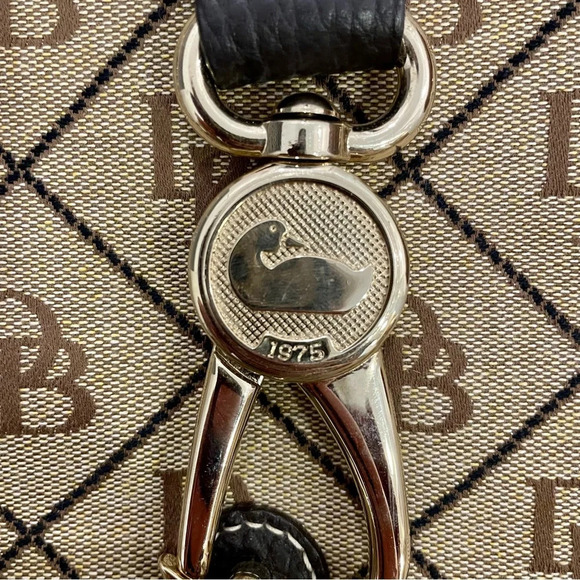 Vintage Dooney & Bourke Brown and Tan Tulip Satchel Logo Purse/Bag w/Lock Strap - Picture 7 of 13